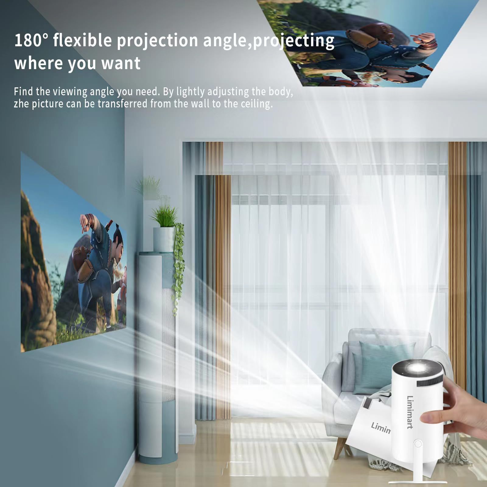 PrismifyOS 4K Portable Smart Projector